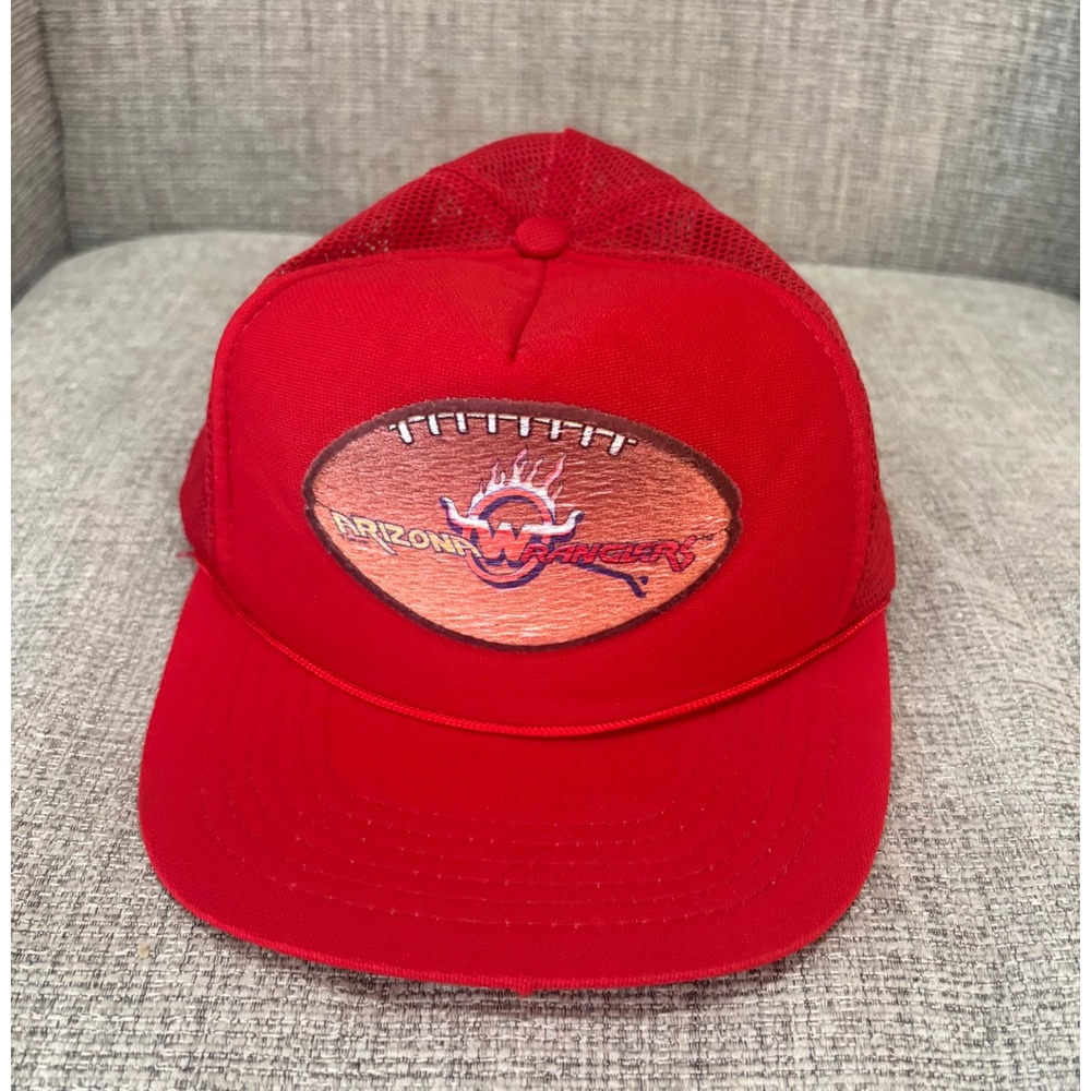 Vintage 1982 Arizona Wranglers USFL Trucker Hat Snapback Red Mesh Football